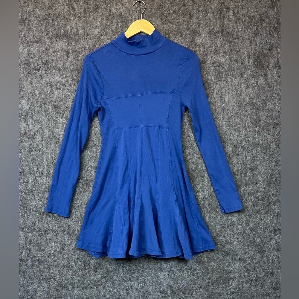 Daily Practice by Anthropologie Long-Sleeve Mini Swing dress Blue Color Size M